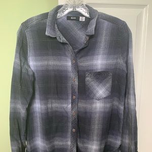 Black, blue, grey and white BDG flannel.